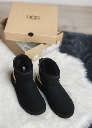 Ugg mini меховые женские сапоги с золотым задником/осень/зима/весна😍6 фото