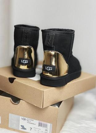 Ugg mini хутряні жіночі чоботи з золотим задником/осінь/зима/весна😍