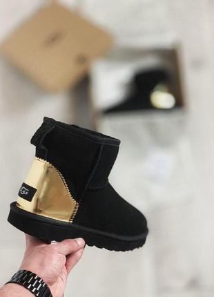 Ugg mini меховые женские сапоги с золотым задником/осень/зима/весна😍8 фото