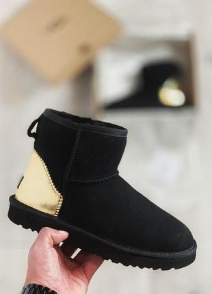 Ugg mini меховые женские сапоги с золотым задником/осень/зима/весна😍9 фото