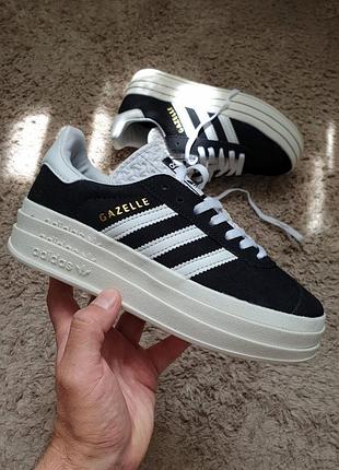 Adidas gazelle bold 
•black white•