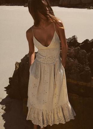 Zara -60% 💛 платье лен роскошное стильное l