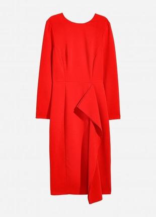 Красное миди платье футляр h&amp;m.2 фото