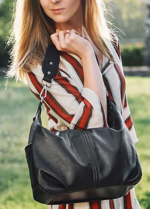 Модна жіноча сумка на два відділення виконана з натуральної шкіри