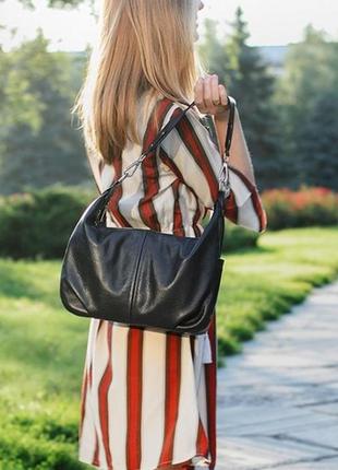 Модна жіноча сумка на два відділення виконана з натуральної шкіри