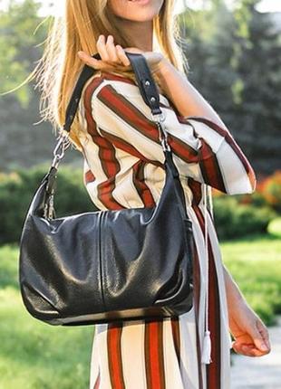 Модна жіноча сумка на два відділення виконана з натуральної шкіри