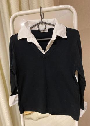 Свитер нарядный, свитер офисный имитация рубашки2 фото