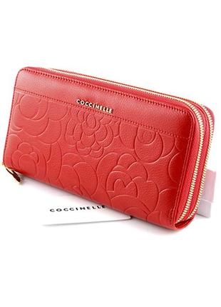 Шкіряний гаманець coccinelle червоний колір