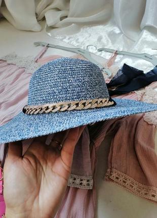 Пляжний плетений капелюх з прикрасою9 фото