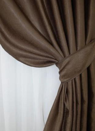 Шторна тканина льон, колекція "парма". колір коричневий