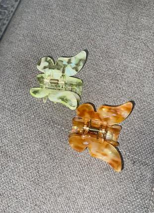 Краб для волос бабочка заколка крабик