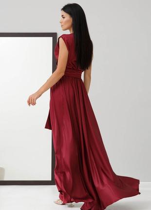 Стильное платье из итальянского шелка винного цвета3 фото