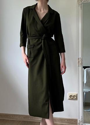 Платье миди цвет хаки
