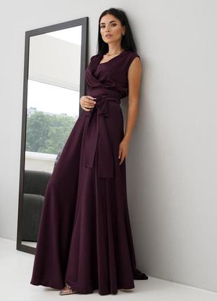 Стильна  сукня з італійського шовку кольору марсала3 фото