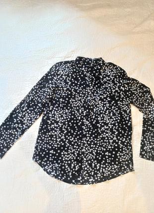 Блуза рубашка чорна в білу квітку,ромір xl,50