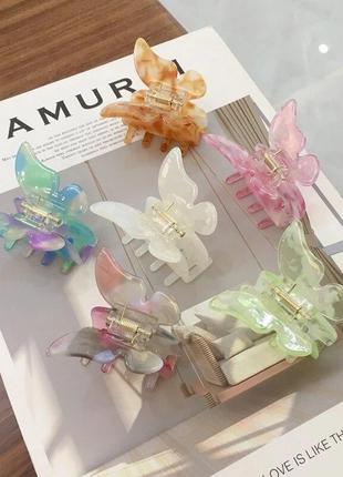 Краб для волос бабочка заколка крабик