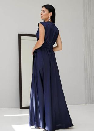 Стильна  сукня з італійського шовку темно-синього кольору2 фото
