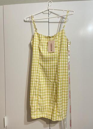 Платье желтое в клетку летний распродаж2 фото
