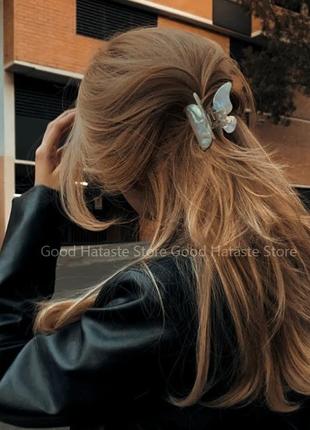 Краб для волос бабочка заколка крабик