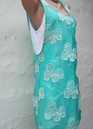 Стальный итальянский голубый сарафан платье комплект jijil в цветы🍓4 фото