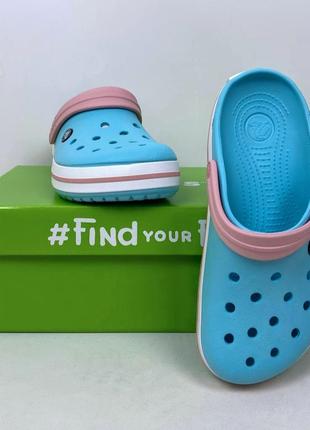 Уценка кроксы сабо crocs crocband blue white голубые