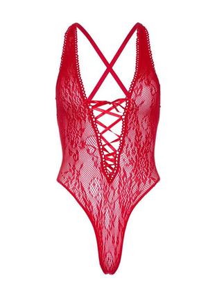 Leg avenue floral lace thong teddy os red4 фото