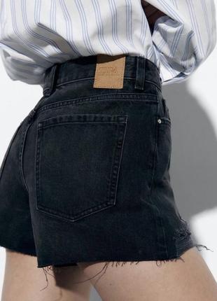 Черные джинсовые шорты zara2 фото
