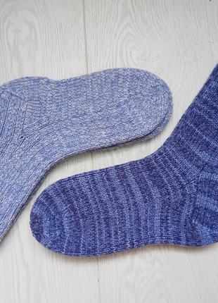 В'язані теплі шкарпетки унісекс у відтінках синього (р 35-45)3 фото