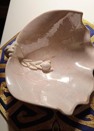 Красивая вазочка, попельничка в виде ракушки, керамика, глазурь2 фото