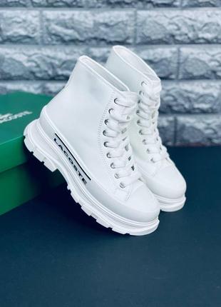 Кеды женские lacoste, белые высокие кроссовки лакост