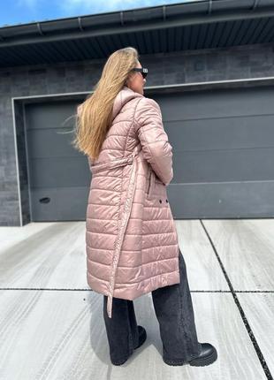 Довге жіноче тепле стьогане пальто anm-5-2663 фото