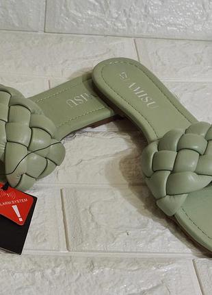 Новые брендовые шлепанцы оливкового цвета от размер 37
