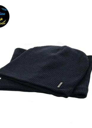 ● мужской зимний комплект шапка + снуд - alex - темно-синий ●2 фото