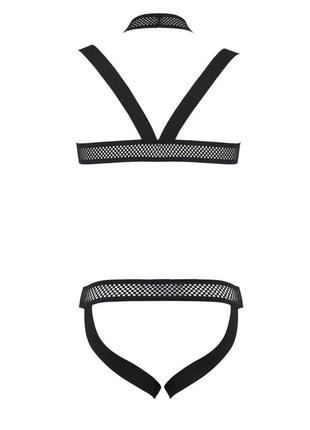 Комплект для мужчин трусы слипы портупея топ сетка эко кожа открытые ягодицы