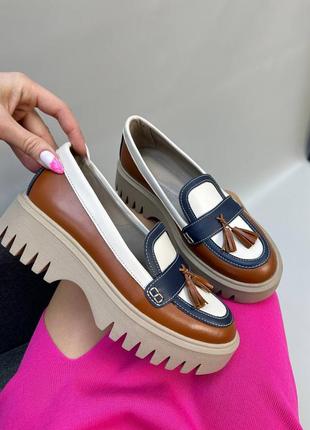 Екслюзивні туфлі лофери з натуральної італійської шкіри та замші жіночі4 фото