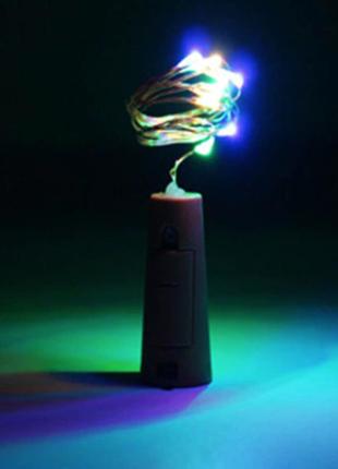 Светодиодная гирлянда для бутылки на батарейках (в комплекте) с пробкой разноцветная4 фото