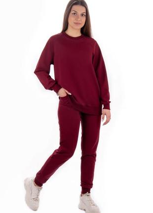 Спортивний жіночий костюм бордовий р.42-54