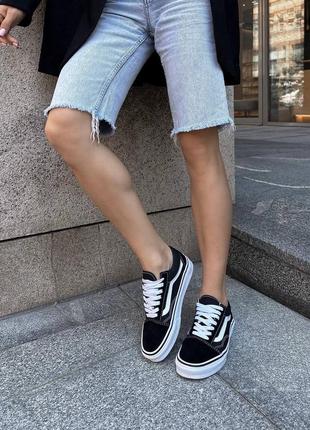 Женские кроссовки vans old skool classic black white7 фото