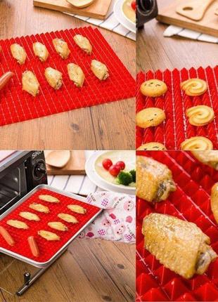 Унікальний силіконовий килимок для випічки ultra pyramid baking mat з антипригарним покриттям червоний1 фото