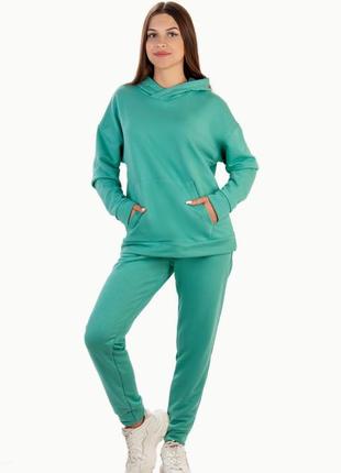 Костюм жіночий тринитка сіро-ментоловий р.42-48