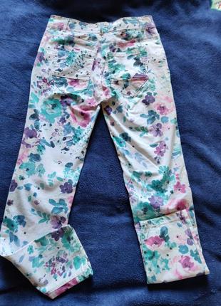 Итальянские джинсы, штаны, брюки в цветочный принт2 фото