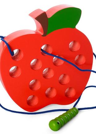 Розвивальна іграшка "фруктова шнурівка" яблуко, limotoy, md 1228