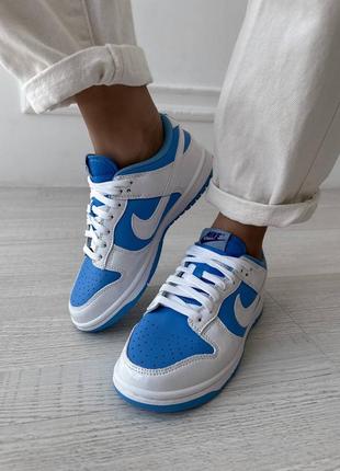 Женские кроссовки nike sb dunk blue white(лакована шкіра)#найк