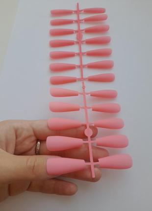 Ногти накладные белые розовые матовые,  распродажа набор накладных ногтей 24 шт1 фото