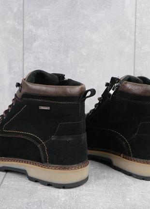 Мужские ботинки замшевые зимние черные yuves 7742 фото