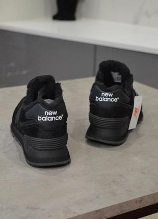 New balance 574 качественные меховые кроссовки в черном цвете/осень/зима/весна😍5 фото