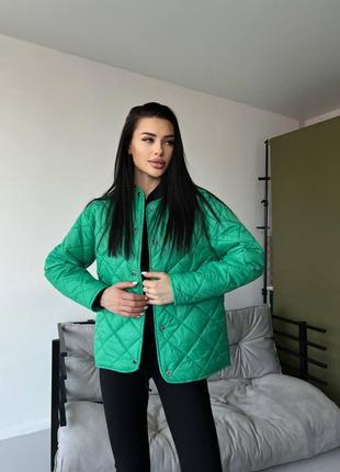 🎨5 цветов! стильная стеганая женская демисезонная куртка зеленая, зеленая жеncкая3 фото