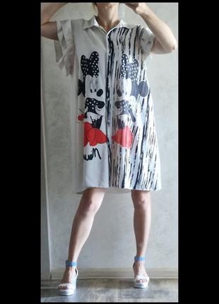 Стильное платье с микки маусом свободного кроя оверсайз италия3 фото