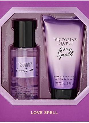 Подарочный набор victoria’s secret love spell body care mini mist & lotion duo