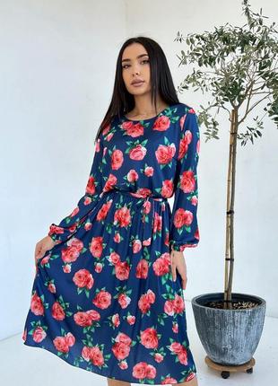 Сукня міді квіти платье миди цветы